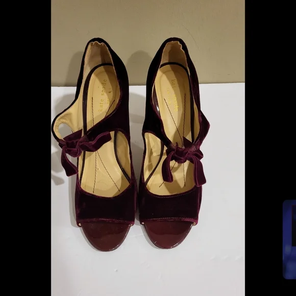 Kate Spade heel Velour Bordeaux Women's Shoes Size 8.5 - Picture 1 of 5